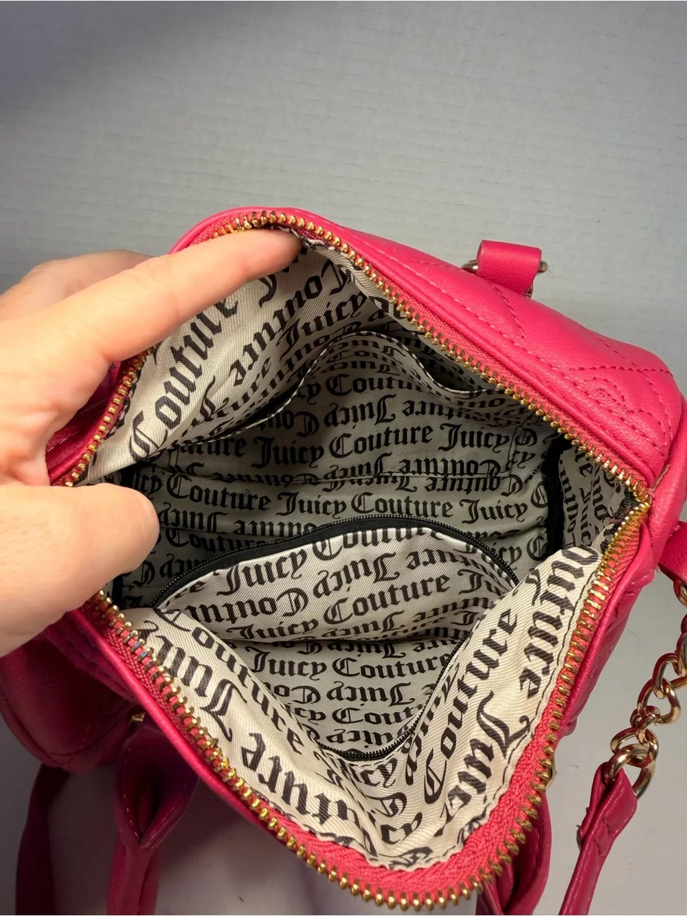 Juicy Couture Hot Pink Quilted Barrel Satchel Crossbody Bag